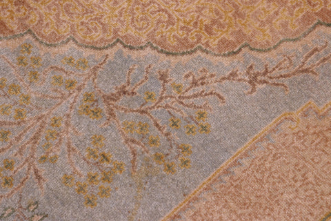 handmade Traditional Design Lt. Blue Gold Hand Knotted RECTANGLE 100% WOOL area rug 6' x 7'