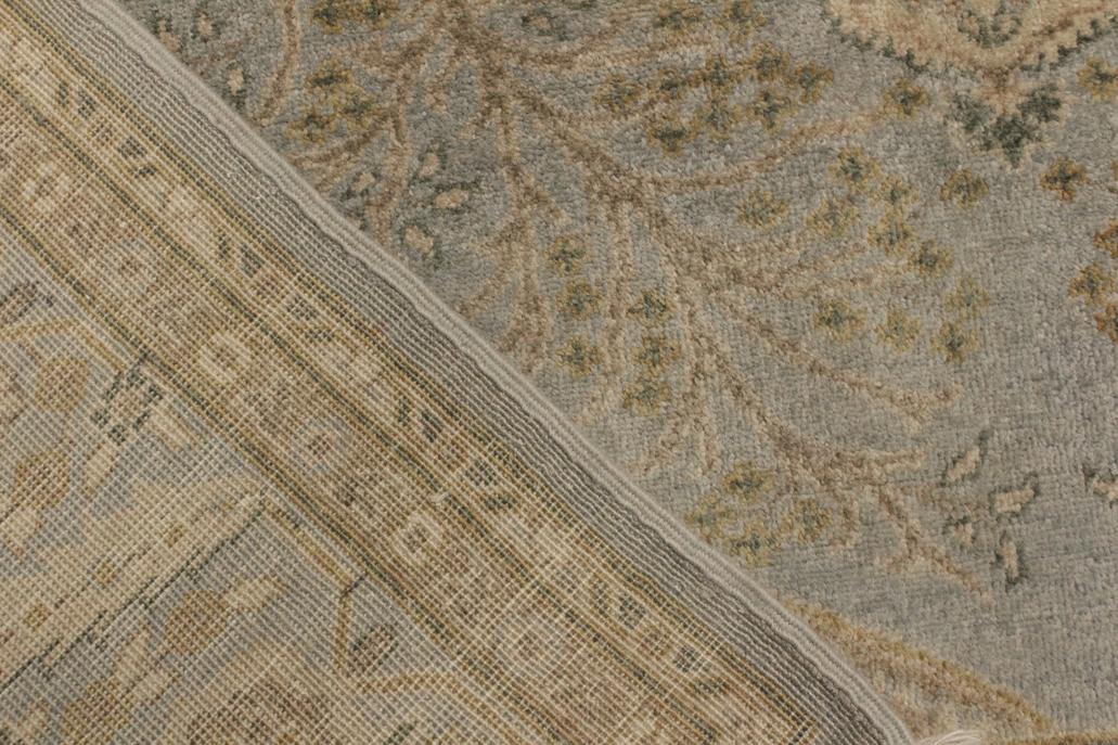 handmade Traditional Design Lt. Blue Gold Hand Knotted RECTANGLE 100% WOOL area rug 6x7