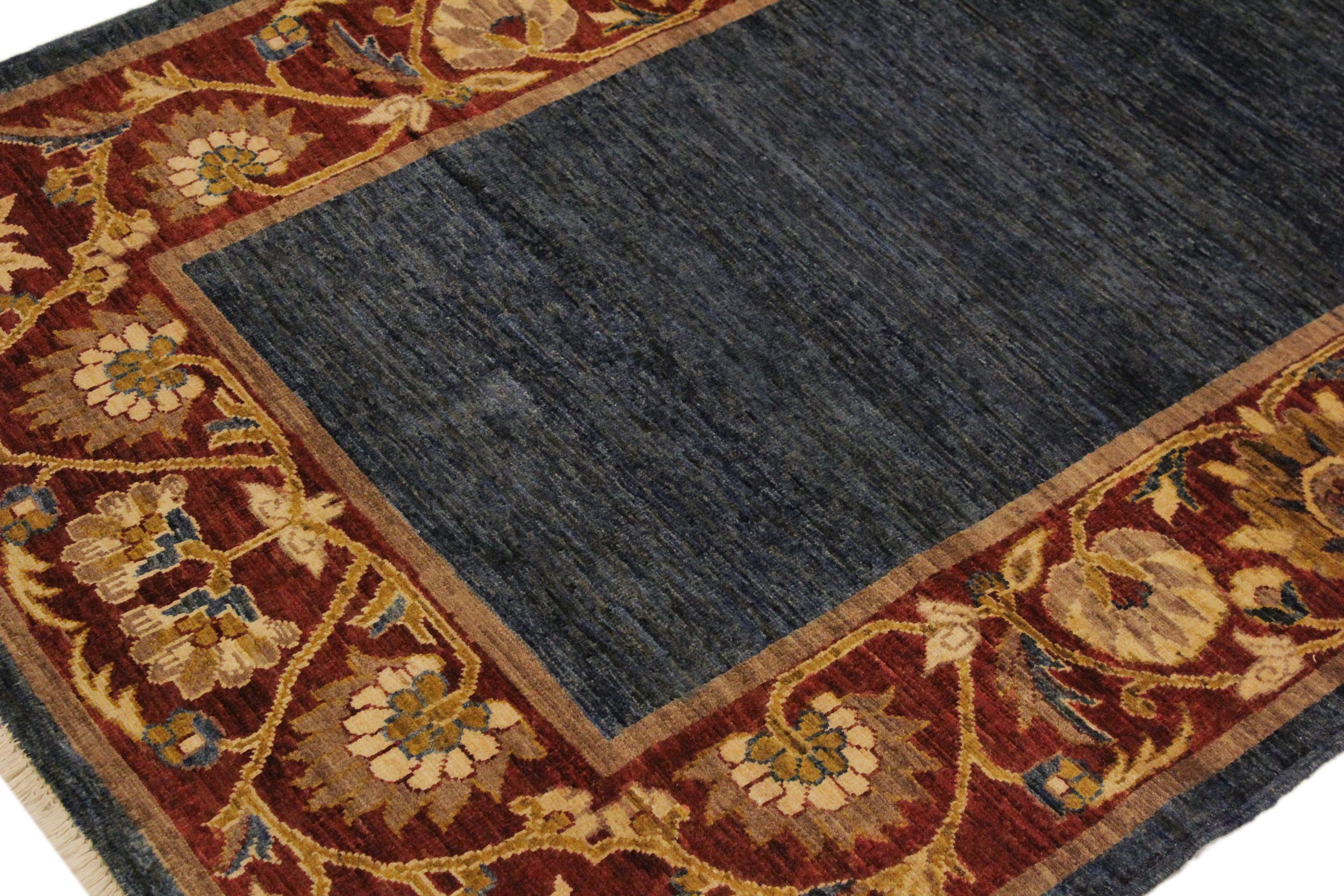 handmade Modern Gabbeh Blue Red Hand Knotted RECTANGLE 100% WOOL area rug 4' x 6'