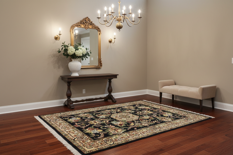 handmade Traditional Anarlaki Blue Beige Hand Knotted RECTANGLE 100% WOOL area rug 4x6