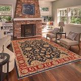 handmade Traditional Kafkaz Navy Red Hand Knotted RECTANGLE 100% WOOL area rug 9 x 11