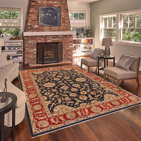 handmade Traditional Kafkaz Navy Red Hand Knotted RECTANGLE 100% WOOL area rug 9x11