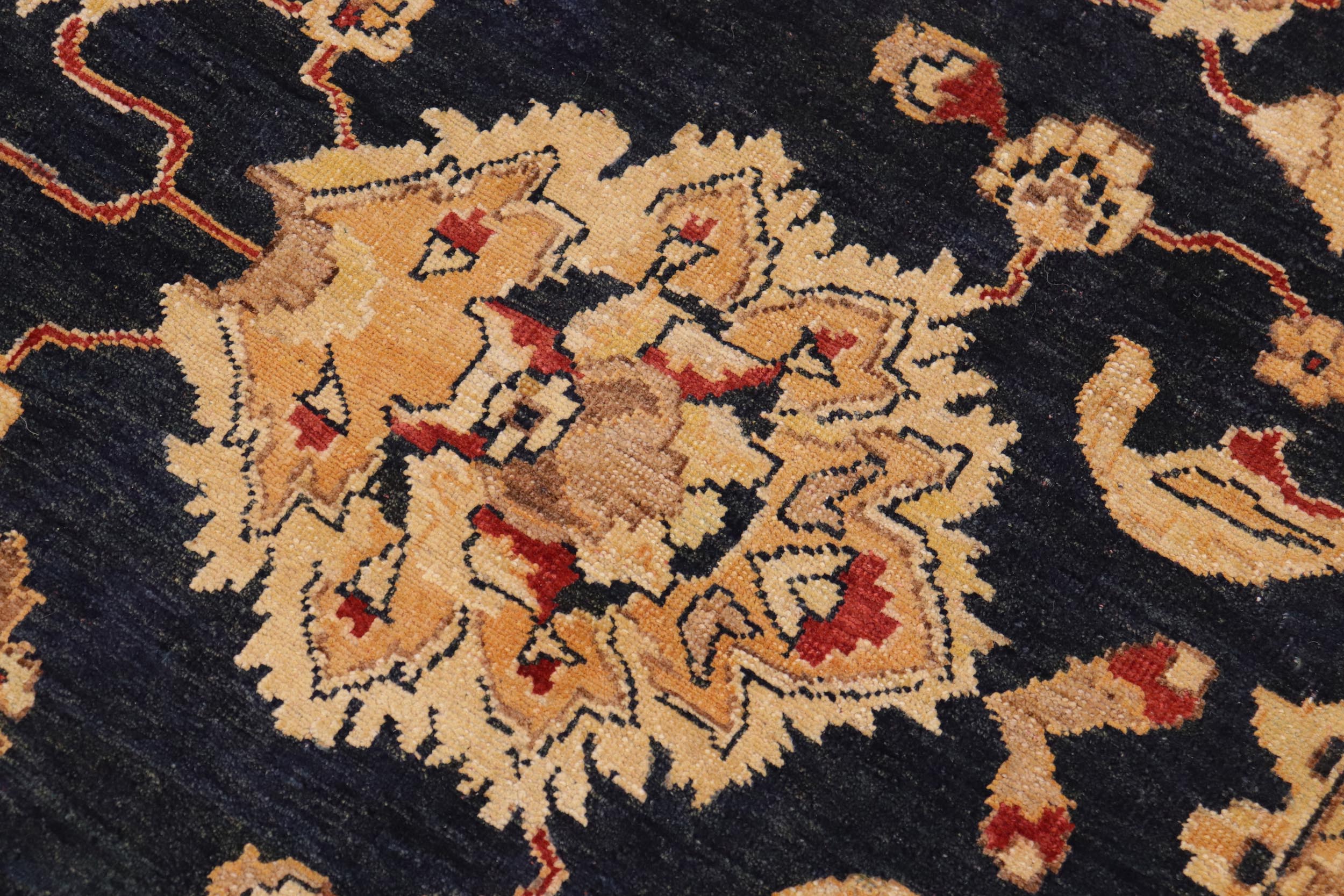 handmade Traditional Kafkaz Navy Red Hand Knotted RECTANGLE 100% WOOL area rug 9x11