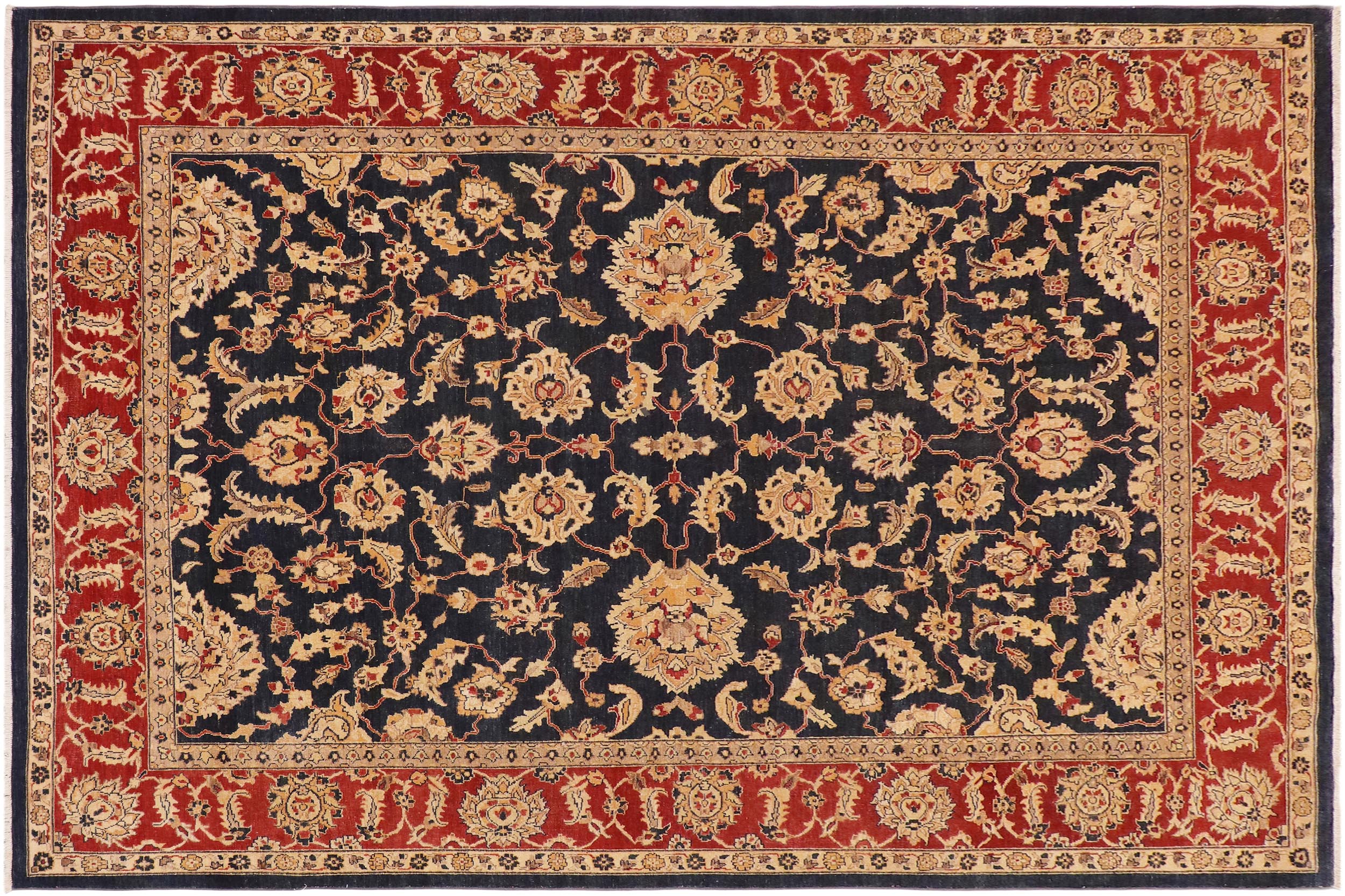 handmade Traditional Kafkaz Navy Red Hand Knotted RECTANGLE 100% WOOL area rug 9x11