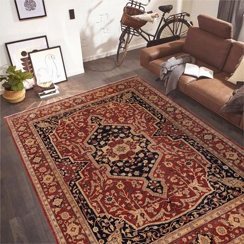 handmade Traditional Kafkaz Rust Blue Hand Knotted RECTANGLE 100% WOOL area rug 10' x 12'