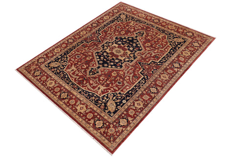 handmade Traditional Kafkaz Rust Blue Hand Knotted RECTANGLE 100% WOOL area rug 10' x 12'