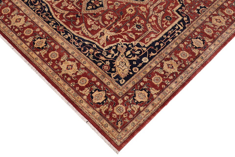 handmade Traditional Kafkaz Rust Blue Hand Knotted RECTANGLE 100% WOOL area rug 10' x 12'