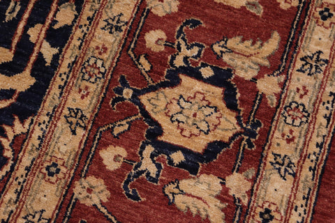 handmade Traditional Kafkaz Rust Blue Hand Knotted RECTANGLE 100% WOOL area rug 10' x 12'