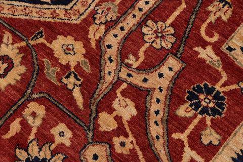 handmade Traditional Kafkaz Rust Blue Hand Knotted RECTANGLE 100% WOOL area rug 10X12