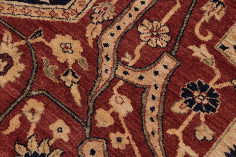 handmade Traditional Kafkaz Rust Blue Hand Knotted RECTANGLE 100% WOOL area rug 10' x 12'