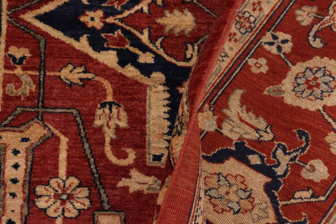 handmade Traditional Kafkaz Rust Blue Hand Knotted RECTANGLE 100% WOOL area rug 10X12