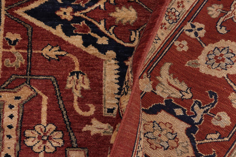 handmade Traditional Kafkaz Rust Blue Hand Knotted RECTANGLE 100% WOOL area rug 10' x 12'