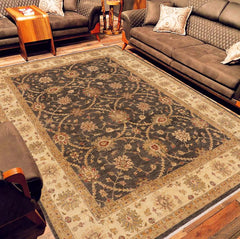 handmade Traditional Kafkaz Charcoal Beige Hand Knotted RECTANGLE 100% WOOL area rug 9X12