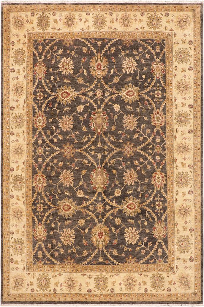 handmade Traditional Kafkaz Charcoal Beige Hand Knotted RECTANGLE 100% WOOL area rug 9X12