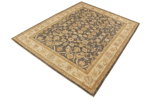 handmade Transitional Kafkaz Gray Beige Hand Knotted RECTANGLE 100% WOOL area rug 9' x 12'