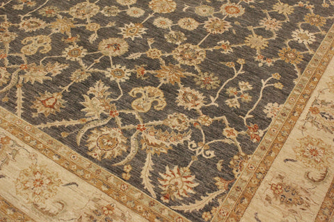 handmade Transitional Kafkaz Gray Beige Hand Knotted RECTANGLE 100% WOOL area rug 9' x 12'