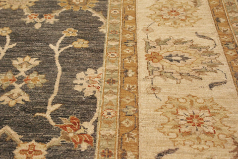 handmade Transitional Kafkaz Gray Beige Hand Knotted RECTANGLE 100% WOOL area rug 9' x 12'