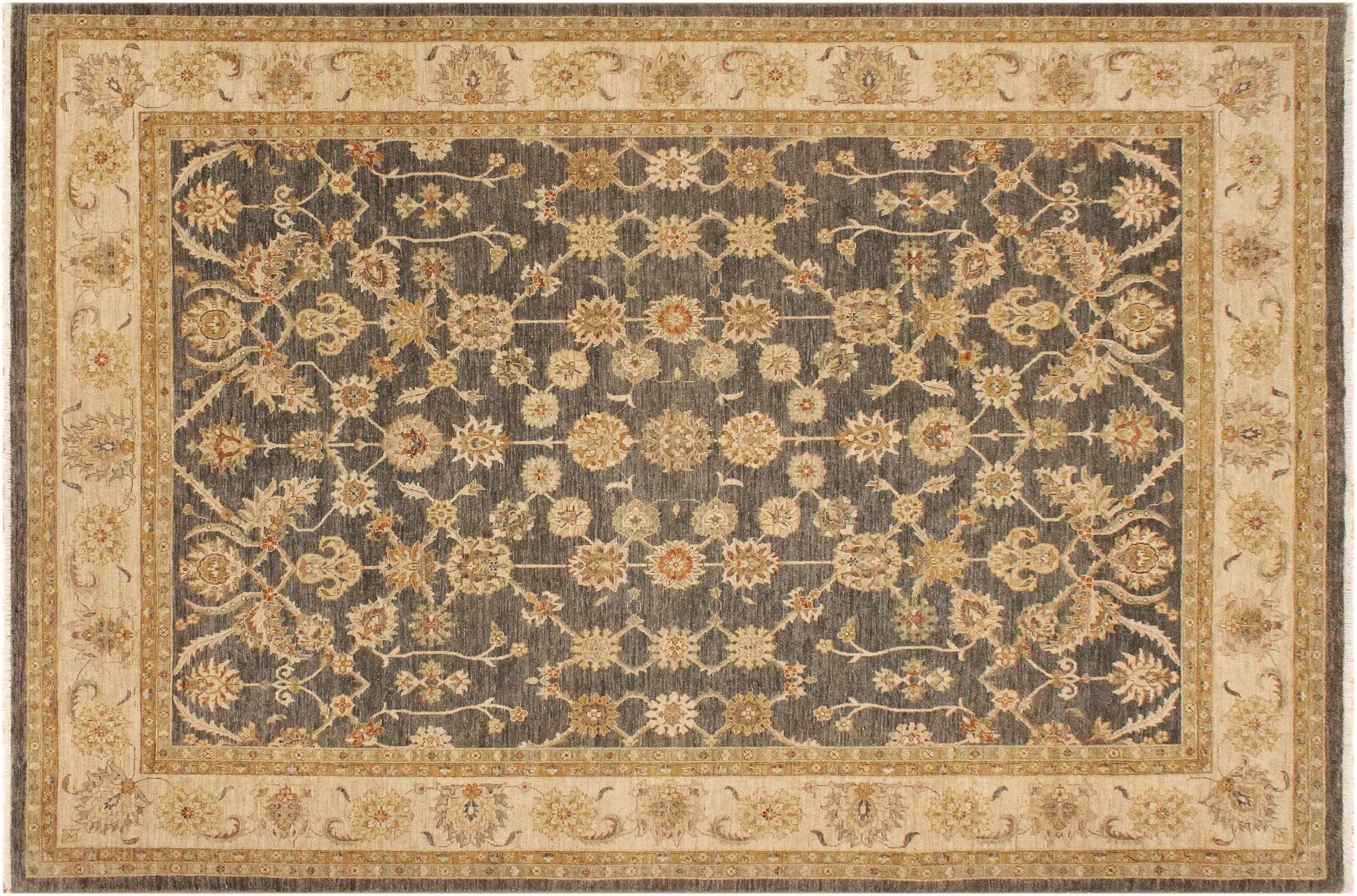 handmade Transitional Kafkaz Gray Beige Hand Knotted RECTANGLE 100% WOOL area rug 9' x 12'