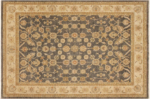 handmade Transitional Kafkaz Gray Beige Hand Knotted RECTANGLE 100% WOOL area rug 9' x 12'