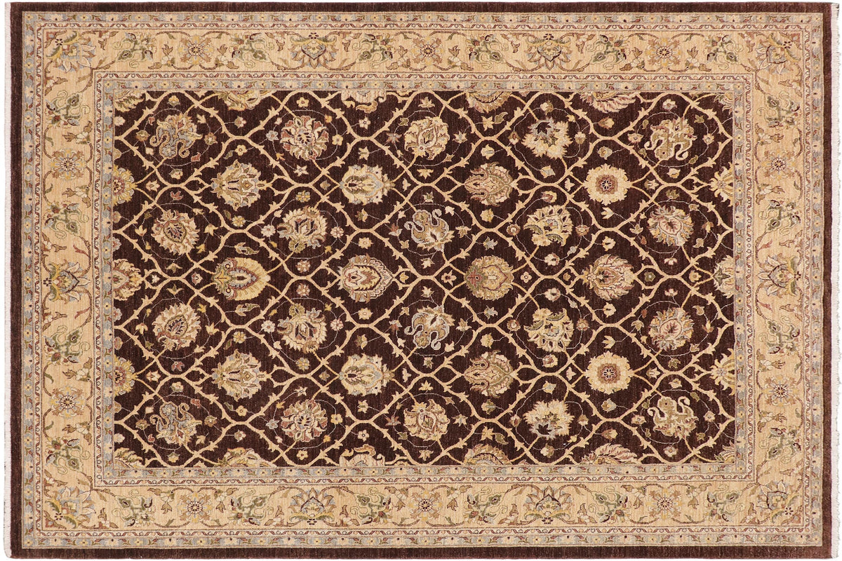 handmade Transitional Kafkaz Brown Tan Hand Knotted RECTANGLE 100% WOOL area rug 9' x 12'