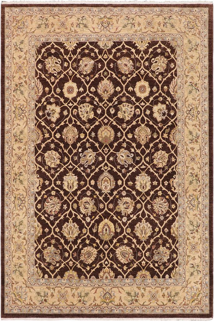 handmade Transitional Kafkaz Brown Tan Hand Knotted RECTANGLE 100% WOOL area rug 9X12