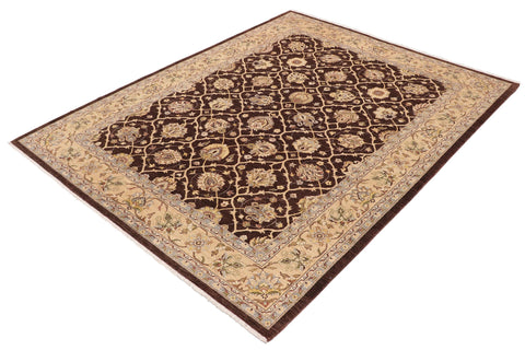 handmade Transitional Kafkaz Brown Tan Hand Knotted RECTANGLE 100% WOOL area rug 9' x 12'