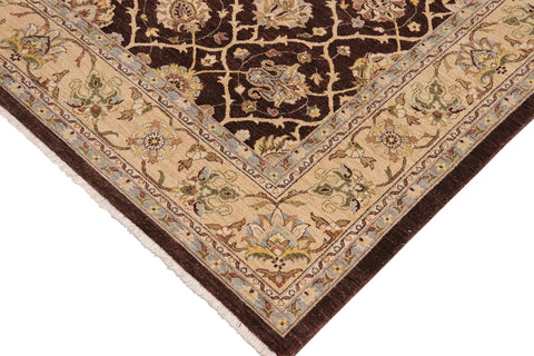 handmade Transitional Kafkaz Brown Tan Hand Knotted RECTANGLE 100% WOOL area rug 9' x 12'