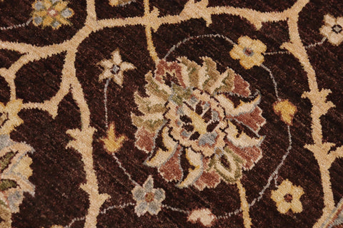 handmade Transitional Kafkaz Brown Tan Hand Knotted RECTANGLE 100% WOOL area rug 9' x 12'