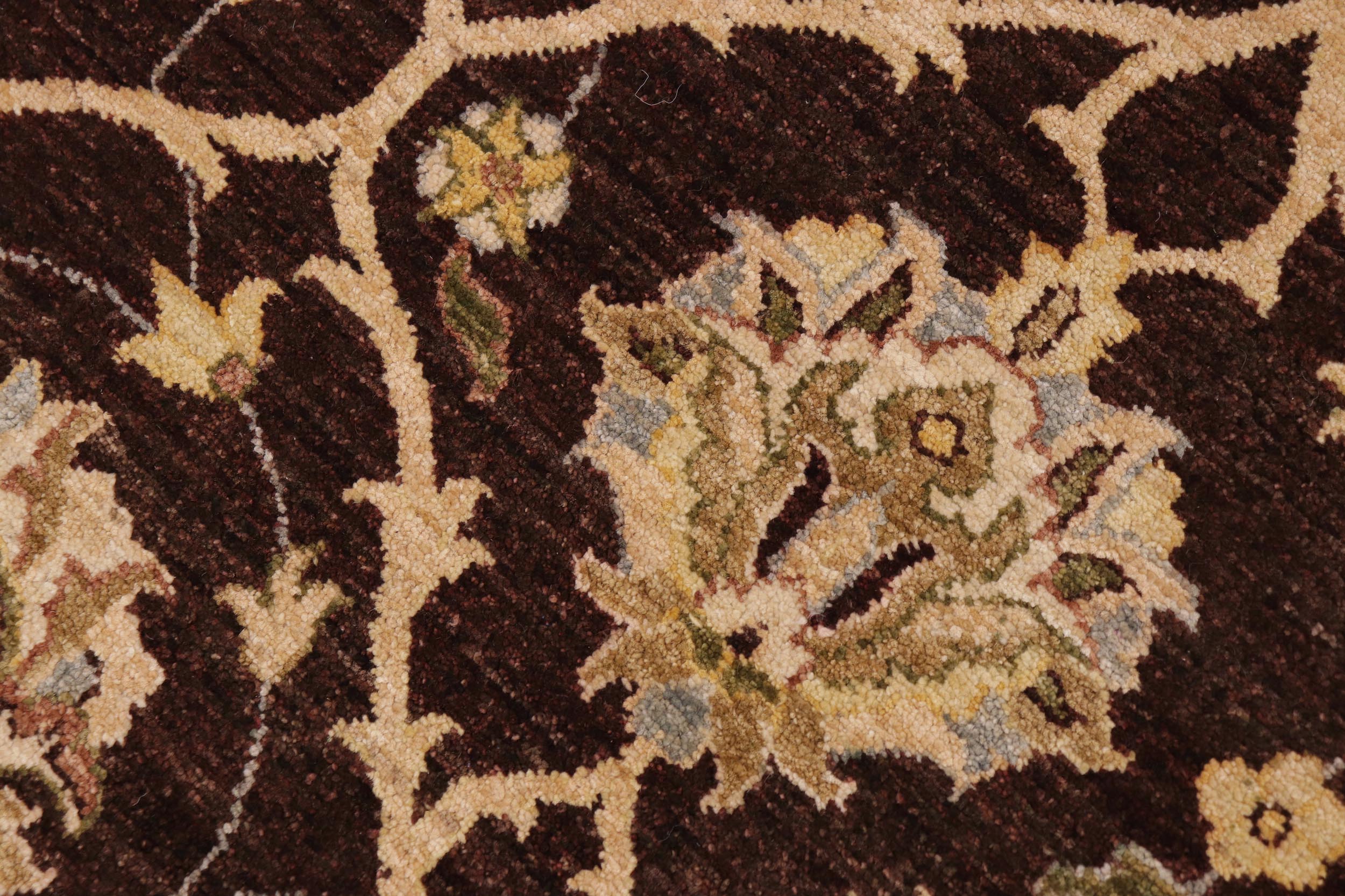 handmade Transitional Kafkaz Brown Tan Hand Knotted RECTANGLE 100% WOOL area rug 9' x 12'
