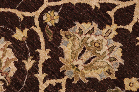 handmade Transitional Kafkaz Brown Tan Hand Knotted RECTANGLE 100% WOOL area rug 9' x 12'