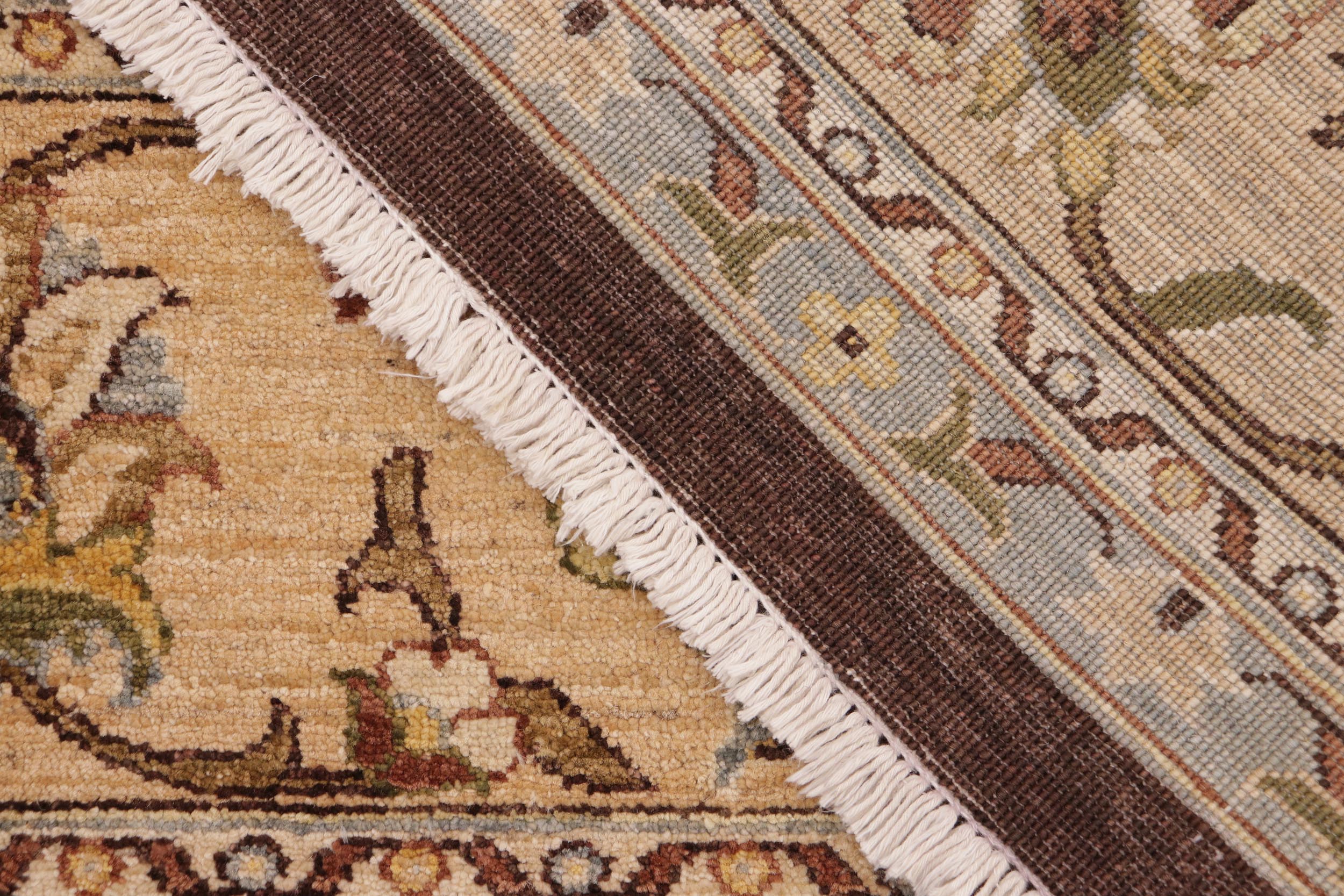 handmade Transitional Kafkaz Brown Tan Hand Knotted RECTANGLE 100% WOOL area rug 9' x 12'