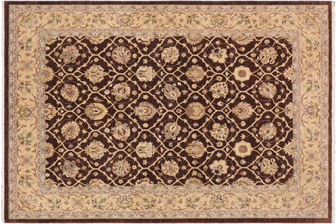 handmade Transitional Kafkaz Brown Tan Hand Knotted RECTANGLE 100% WOOL area rug 9' x 12'