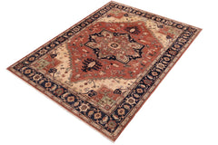 handmade Traditional Kafkaz Rust Blue Hand Knotted RECTANGLE 100% WOOL area rug 9X12