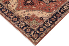 handmade Traditional Kafkaz Rust Blue Hand Knotted RECTANGLE 100% WOOL area rug 9X12