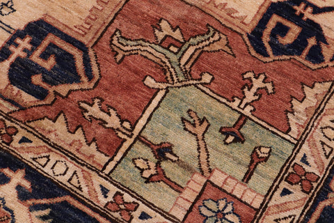 handmade Traditional Kafkaz Rust Blue Hand Knotted RECTANGLE 100% WOOL area rug 9' x 12'