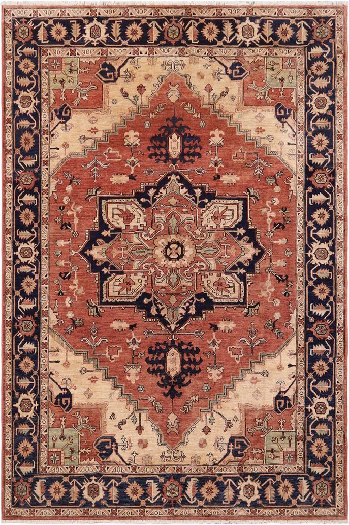 handmade Traditional Kafkaz Rust Blue Hand Knotted RECTANGLE 100% WOOL area rug 9X12