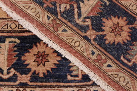 handmade Traditional Kafkaz Rust Blue Hand Knotted RECTANGLE 100% WOOL area rug 9' x 12'
