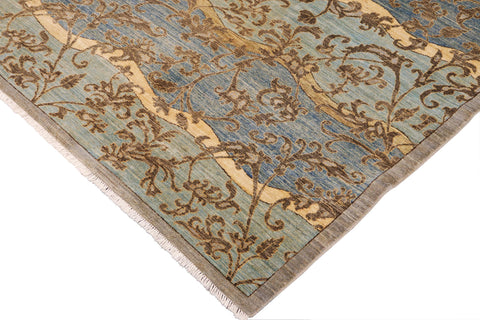 handmade Modern Kafkaz Blue Gray Hand Knotted RECTANGLE 100% WOOL area rug 9' x 12'