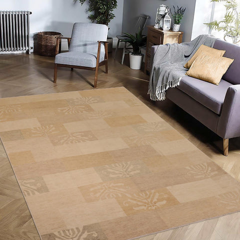 handmade Modern Kafkaz Tan Brown Hand Knotted RECTANGLE 100% WOOL area rug 10' x 13'