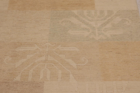 handmade Modern Kafkaz Tan Brown Hand Knotted RECTANGLE 100% WOOL area rug 10' x 13'