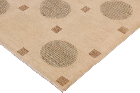 handmade Modern Kafkaz Tan Green Hand Knotted RECTANGLE 100% WOOL area rug 10' x 14'