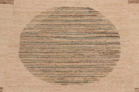 handmade Modern Kafkaz Tan Green Hand Knotted RECTANGLE 100% WOOL area rug 10' x 14'