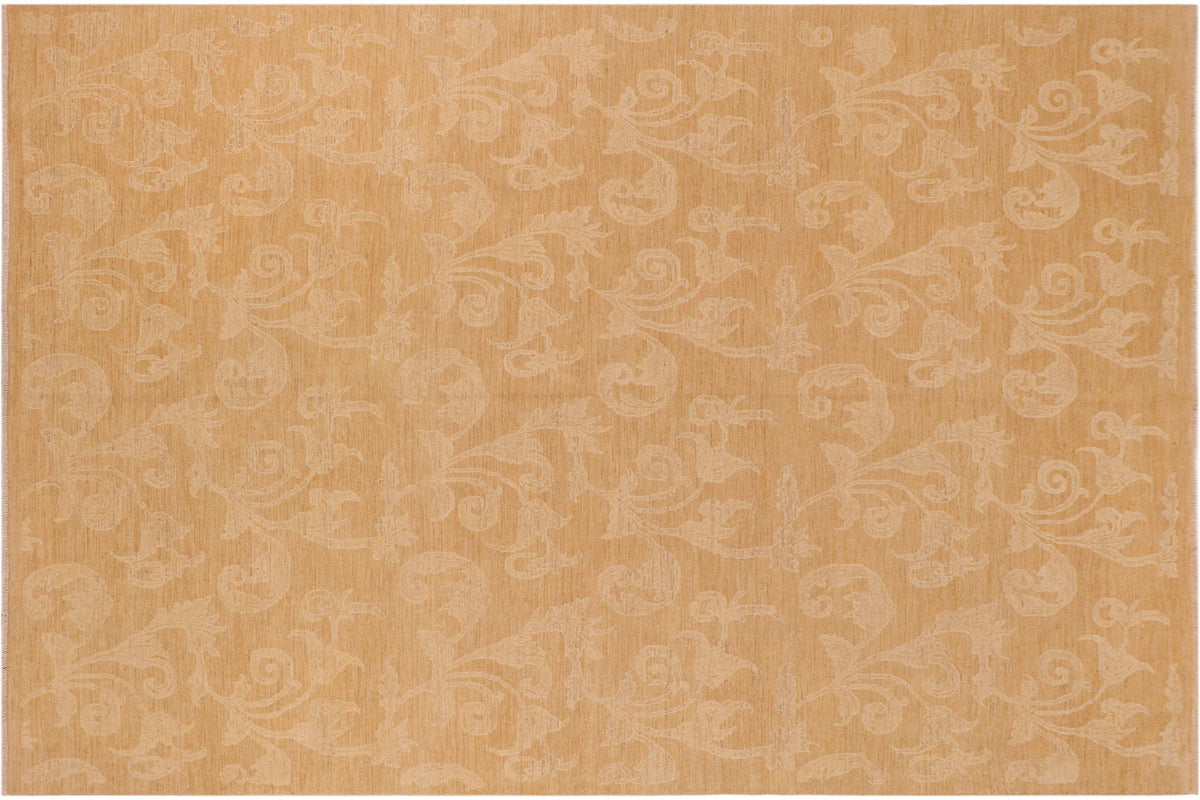 handmade Modern Kafkaz Brown Tan Hand Knotted RECTANGLE 100% WOOL area rug 10' x 14'