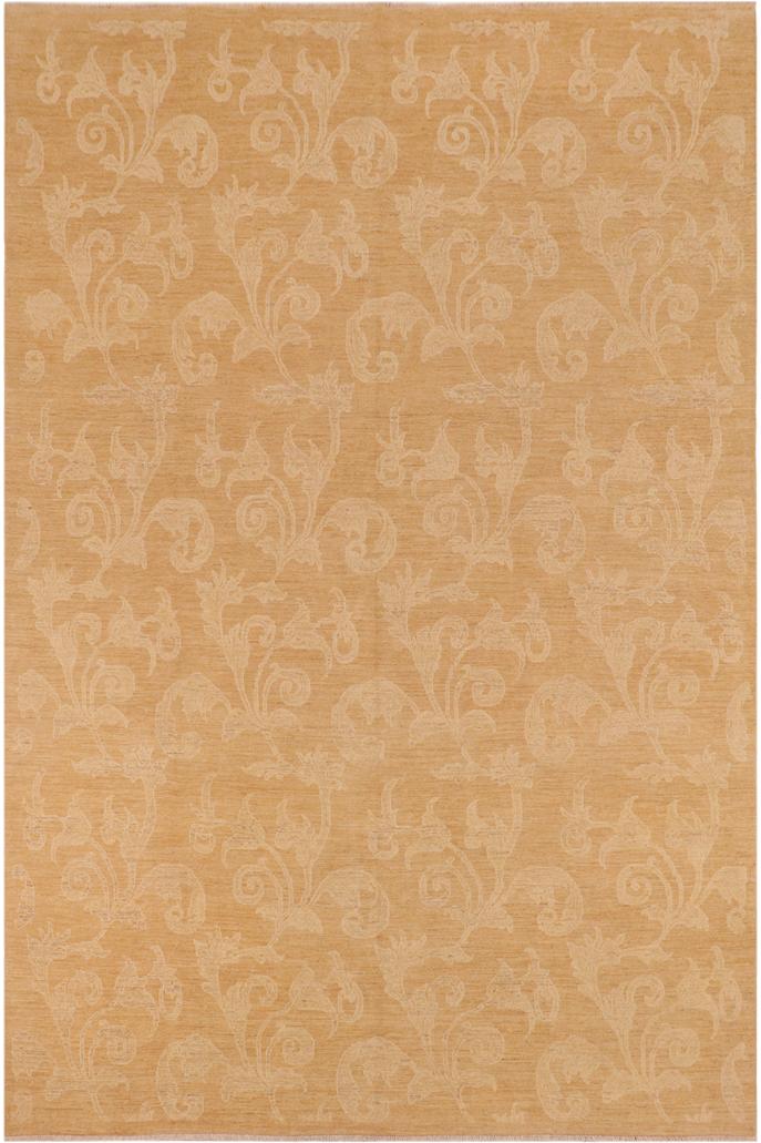 handmade Transitional Kafkaz Brown Tan Hand Knotted RECTANGLE 100% WOOL area rug 10X14