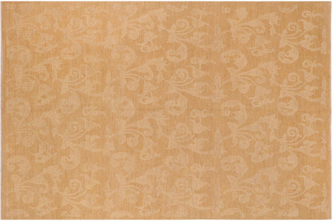 handmade Modern Kafkaz Brown Tan Hand Knotted RECTANGLE 100% WOOL area rug 10' x 14'