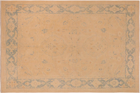 handmade Traditional Kafkaz Tan Blue Hand Knotted RECTANGLE 100% WOOL area rug 10x14