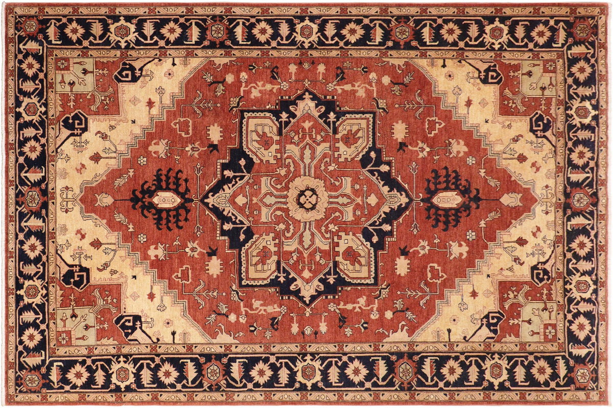 handmade Traditional Kafkaz Rust Blue Hand Knotted RECTANGLE 100% WOOL area rug 10' x 14'
