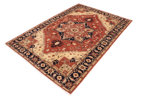 handmade Traditional Kafkaz Rust Blue Hand Knotted RECTANGLE 100% WOOL area rug 10' x 14'