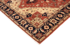 handmade Traditional Kafkaz Rust Blue Hand Knotted RECTANGLE 100% WOOL area rug 10X14