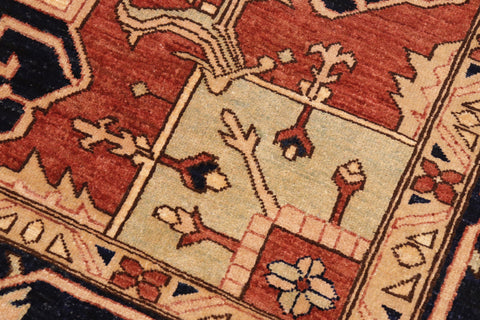 handmade Traditional Kafkaz Rust Blue Hand Knotted RECTANGLE 100% WOOL area rug 10' x 14'